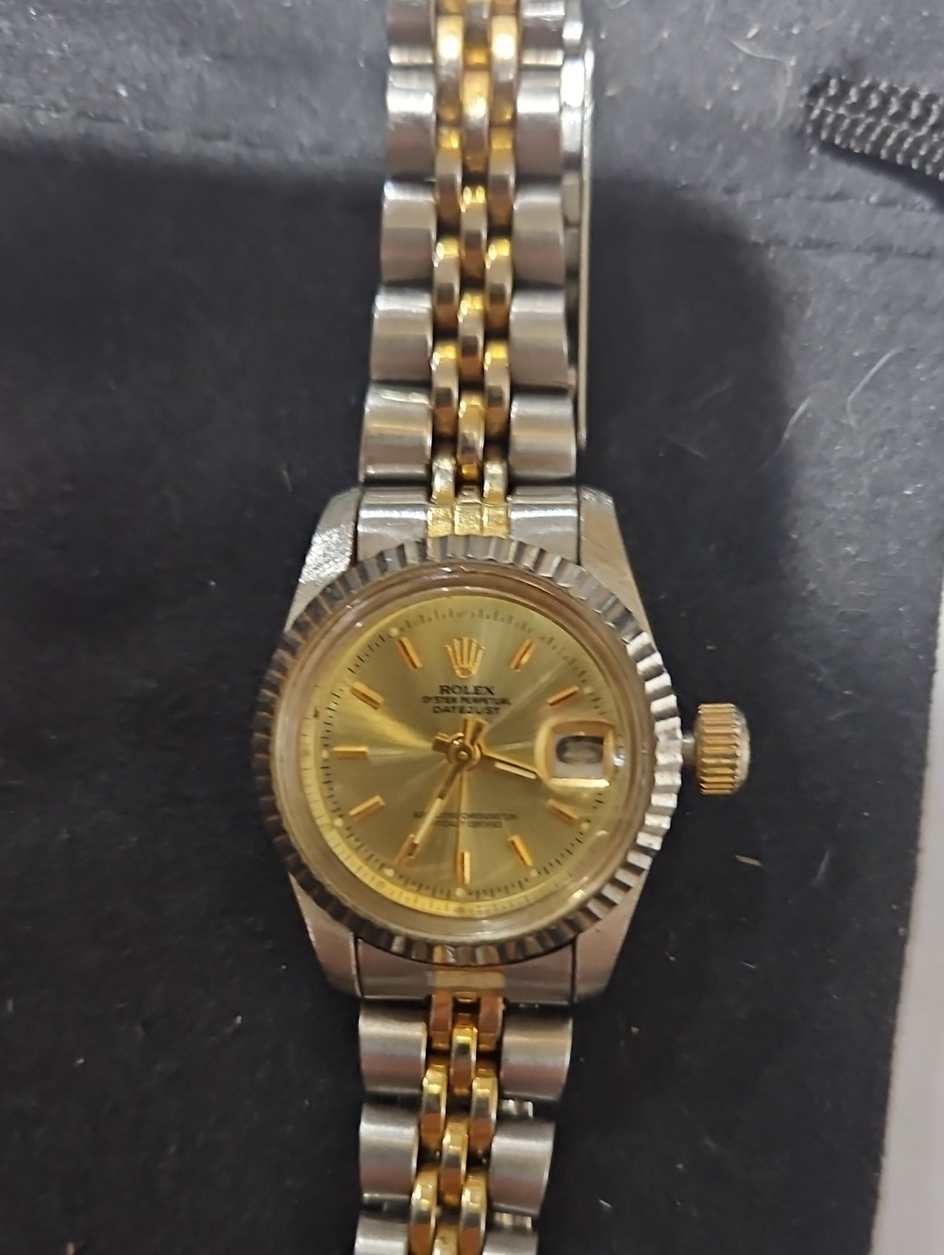 Faux Rolex Ladies TwoTone Gold Silver Bracelet Watch Classic Design